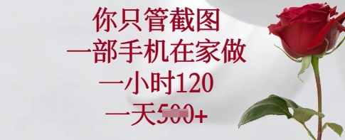 你只管截图，一部手机在家做，一小时120.一天5张【揭秘】-心语项目网