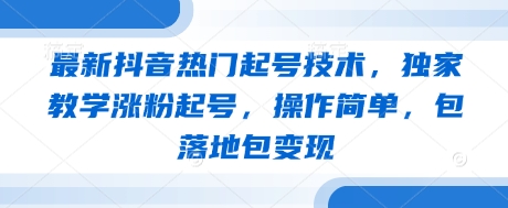 最新抖音热门起号技术，独家教学涨粉起号，操作简单，包落地包变现-心语项目网