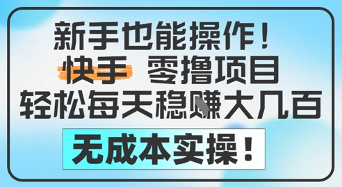 新手也能操作，快手零撸挣米，轻松每天挣2-5张，完全无成本-心语项目网