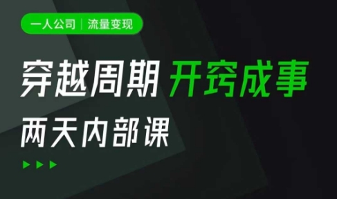 一人公司:流量变现课,一人公司的方法模型拆解, 拆解富人思维,流量思维,小老板思维等