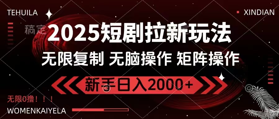 2025短剧拉新玩法，无需注册登录，无限0撸，无脑批量操作日入2000+-心语项目网