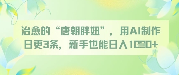 治愈的“唐朝胖妞”，用AI制作日更3条，新手也能日入多张-心语项目网