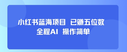 小红书蓝海项目，全程AI，操作简单，已挣五位数-心语项目网