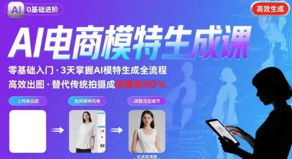 AI模特进阶课程，0基础高效生成逼真电商模特图-心语项目网