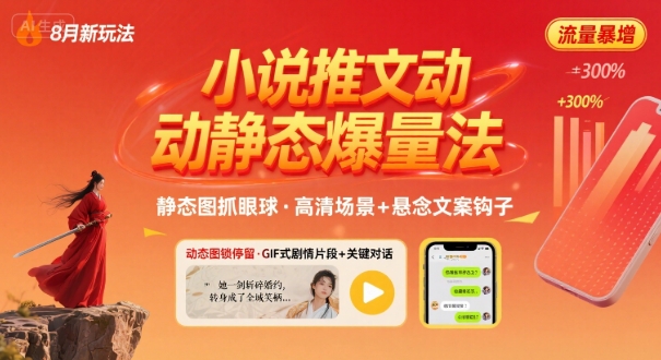 8月小说推文全新玩法，动静态图片+搭配小说文案爆量玩法-心语项目网