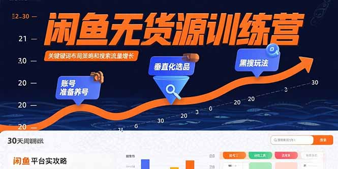 闲鱼无货源训练营：账号准备养号/垂直化选品/黑搜玩法，0基础30天盈利指南-心语项目网