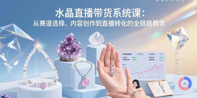 水晶直播带货系统课：从赛道选择、内容创作到直播转化的全链路教学-心语项目网