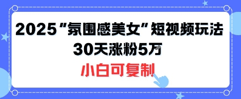 不露脸也能火！2025“氛围感美女”短视频玩法，30天涨粉5W小白可复制-心语项目网