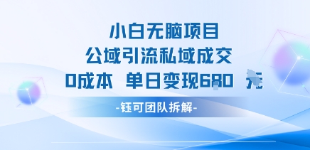 小白无脑项目公域引流私域成交0成本单日变现680米-心语项目网