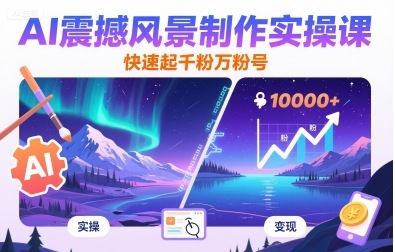 AI震撼风景制作实操课，快速起千粉万粉号-心语项目网