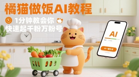 有趣的橘猫买菜做饭视频，用AI一键搞定，1分钟教会你，快速起千粉万粉号-心语项目网