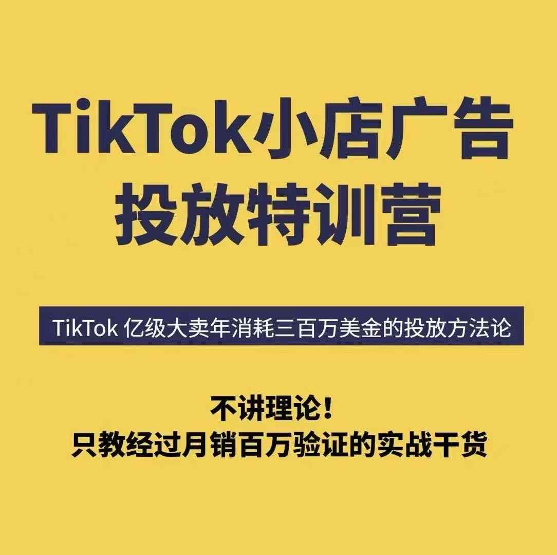 TikTok小店广告投放特训营，6天破局计划专治各种“投不动”，教你经过月销百万验证的实战干货-心语项目网