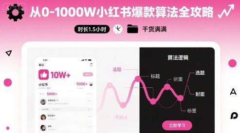 从0-1000W小红书爆款算法全攻略，时长1.5小时，干货满满-心语项目网
