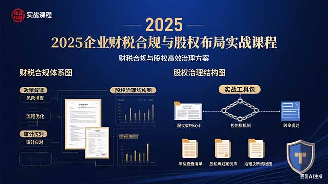 2025企业财税合规与股权布局的实战课程：财税合规与股权高效治理方案-心语项目网