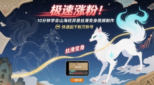 极速涨粉！10分钟学会山海经异兽丝滑变身视频制作，快速起千粉万粉号-心语项目网