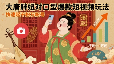 大唐胖妞对口型爆款短视频玩法，快速起千粉万粉号-心语项目网
