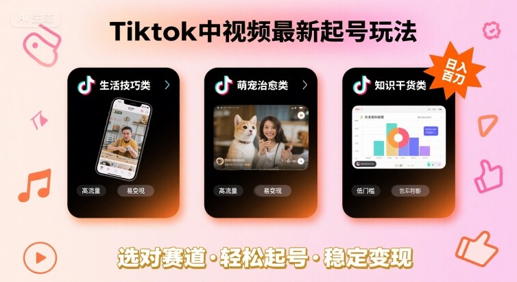 Tiktok中视频最新起号玩法，想要日入百刀，做好这几个赛道就可以了-心语项目网