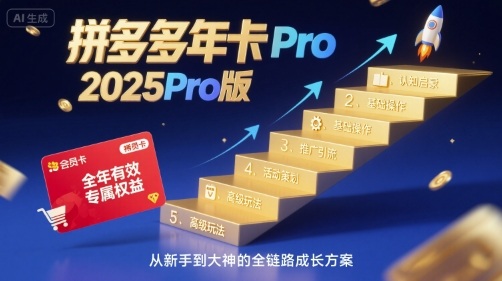 拼多多年卡2025Pro版，五大板块从认知到基础、从推广到活动、从活动到玩法-心语项目网