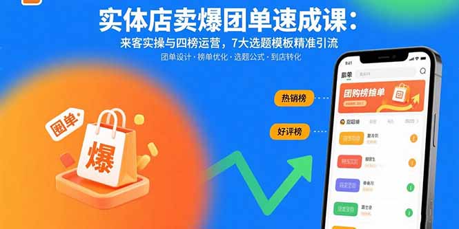 实体店卖爆团单速成课：来客实操与四榜运营，7大选题模板精准引流-心语项目网