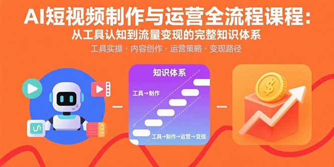 AI短视频制作与运营全流程课程：从工具认知到流量变现的完整知识体系-心语项目网
