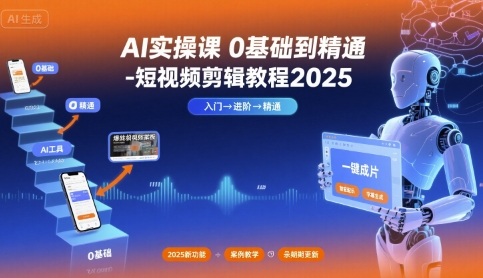 AI实操课0基础到精通-短视频剪辑教程2025-心语项目网