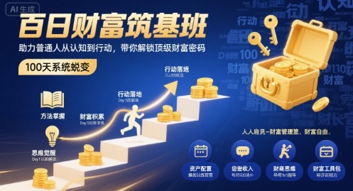 百日财富筑基班，助力普通人从认知到行动，带你解锁顶级财富密码-心语项目网