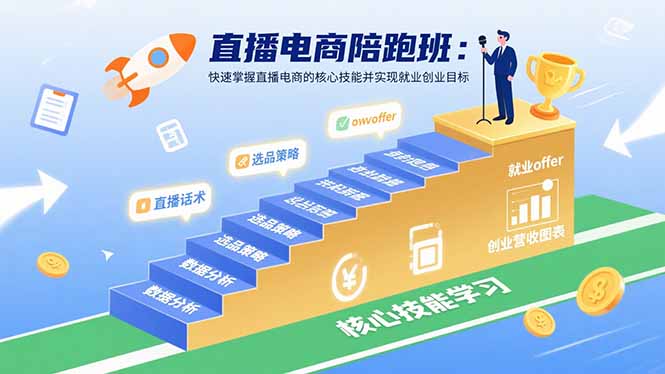 直播电商陪跑班：快速掌握直播电商的核心技能并实现就业/创业目标-心语项目网