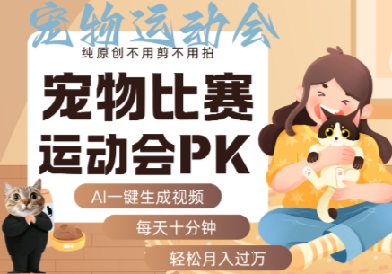 AI一键生成宠物比赛运动会PK视频，纯原创不用剪不用拍，每天十分钟，轻松月入过1W+-心语项目网
