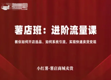 小红薯薯店商城卖货，进阶流量课，教你如何开店选品、如何系统引流，实现快速卖货变现-心语项目网