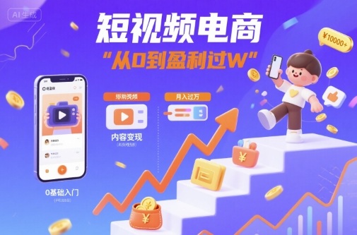 短视频电商：短视频变现从0到盈利过W-心语项目网