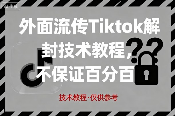 外面流传Tiktok解封技术教程，不保证百分百，具体自测-心语项目网