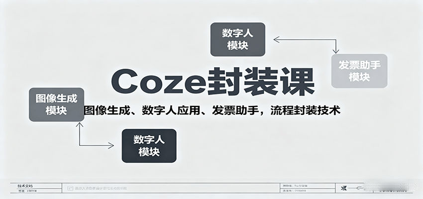 Coze封装课,图像生成、数字人应用、发票助手,流程封装技术-心语项目网