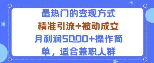 小众赛道玩法：当下最热门的变现方式，精准引流+被动成交月利润5k+操作简单，适合兼职人群-心语项目网