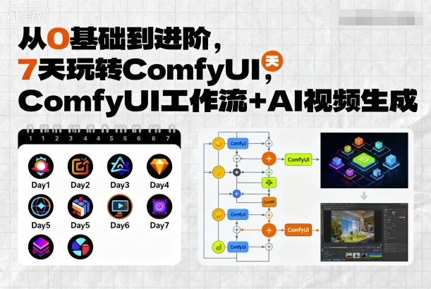 从0基础到进阶，7天玩转ComfyUI，Comfyui工作流+AI视频生成-心语项目网