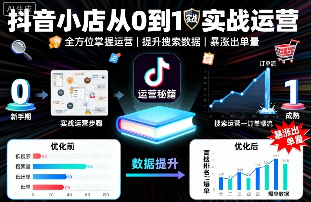 抖音小店从0到1实战运营，帮你全方位掌握小店运营，提升搜索数据与出单量-心语项目网