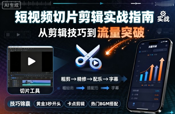 短视频切片剪辑实战指南，从剪辑技巧到流量突破-心语项目网