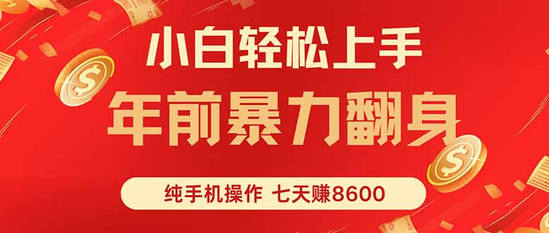 七天狂赚8600，小白纯手机操作，日入1000+-心语项目网