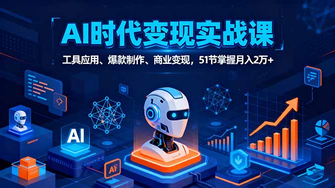 AI时代全场景实战课，工具应用、爆款制作、商业变现，51节掌握月入2万+-心语项目网