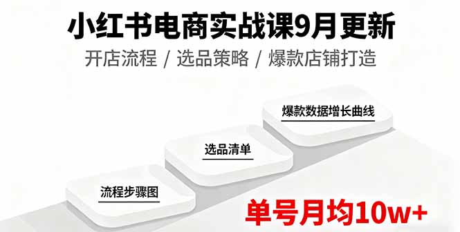 小红书电商实战课9月更新，开店流程/选品策略/爆款店铺打造，单号月均10w+-心语项目网