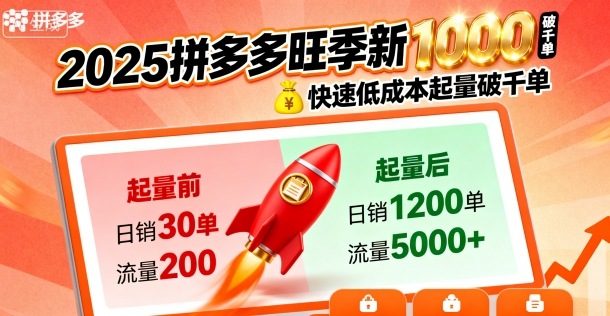 2025拼多多旺季新老店铺——快速低成本起量破千单-心语项目网