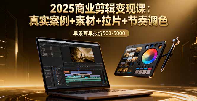2025商业剪辑变现课：真实案例+素材+拉片+节奏调色，单条商单报价500-5000-心语项目网