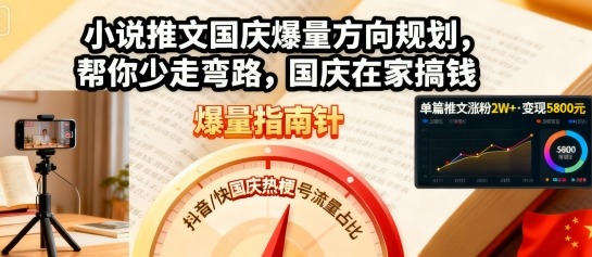 小说推文国庆爆量方向规划，帮你少走弯路，国庆在家搞钱-心语项目网