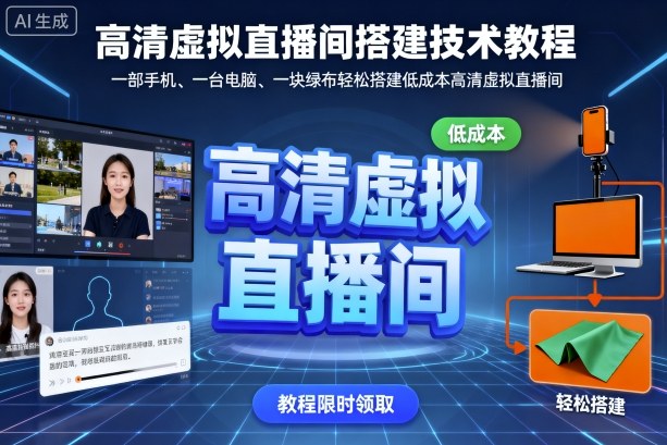 高清虚拟直播间搭建技术教程，一部手机、一台电脑、一块绿布轻松搭建低成本高清虚拟直播间-心语项目网