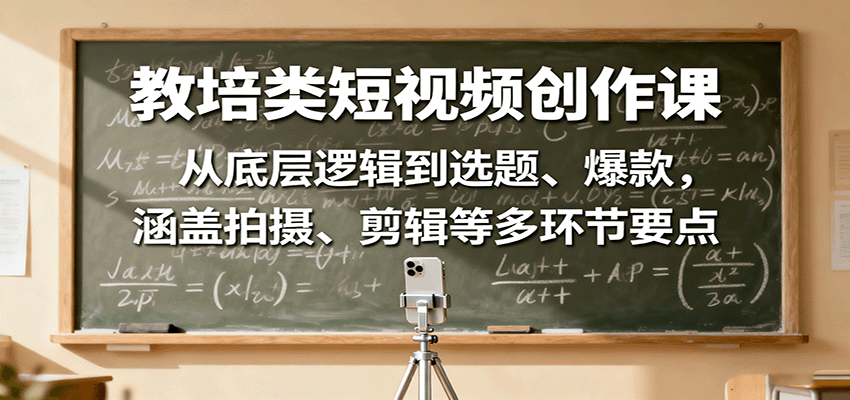 教培类短视频创作课：从底层逻辑到选题、爆款，涵盖拍摄、剪辑等多环节要点-心语项目网
