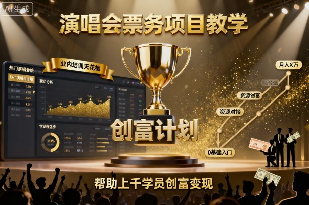 演唱会票务项目教学,业内培训天花板,帮助上千学员创富变现(更新)
