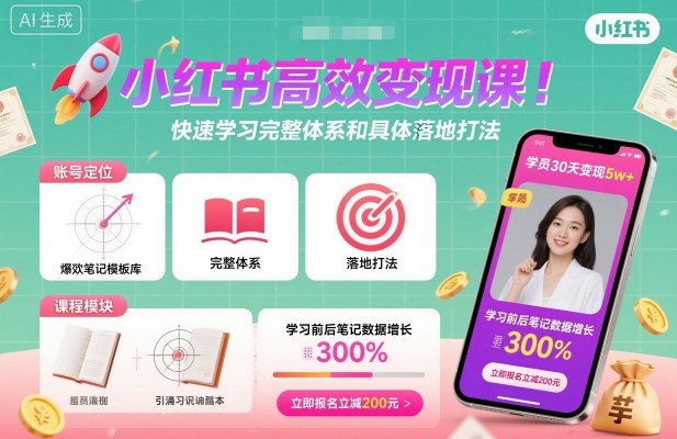 小红书高效变现课，快速学习小红书完整体系和具体落地打法-心语项目网