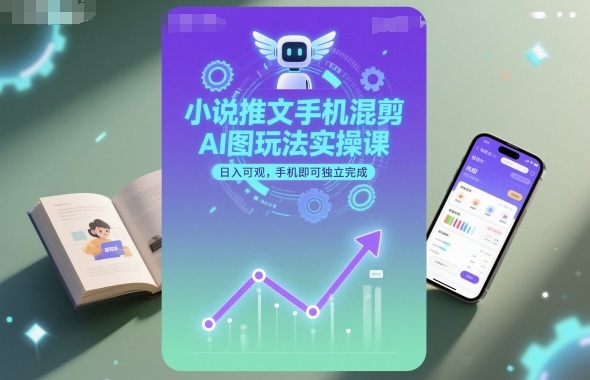 小说推文手机混剪AI图玩法实操课，日入可观，手机即可独立完成-心语项目网