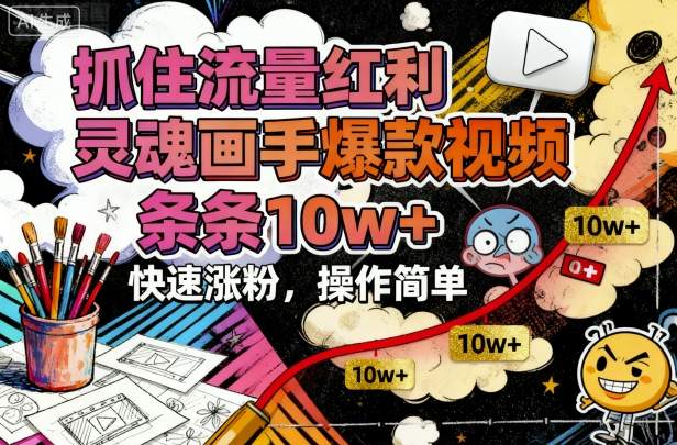 抓住流量红利，灵魂画手爆款视频，条条10w+，快速涨粉，操作简单-心语项目网