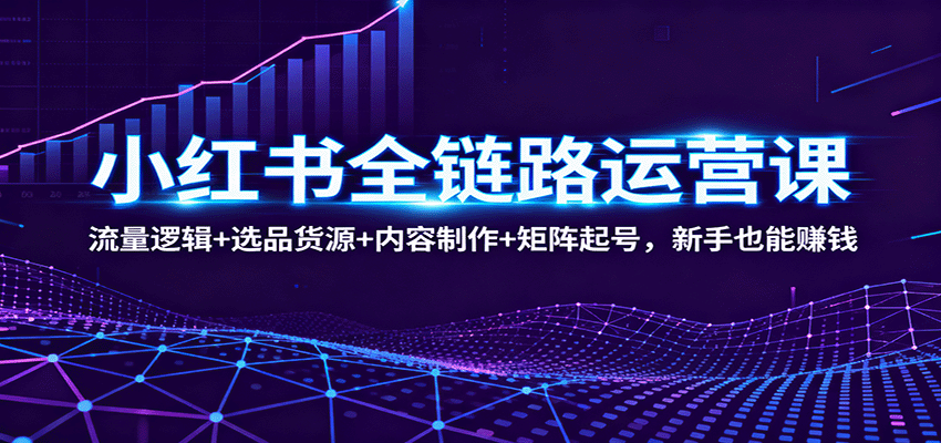 小红书全链路运营课：流量逻辑+选品货源+内容制作+矩阵起号，新手也能赚钱-心语项目网