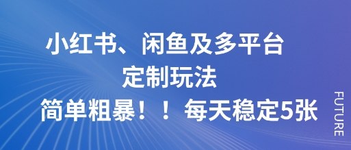 小红书、闲鱼及多平台定制玩法简单粗暴！每天稳定5张-心语项目网